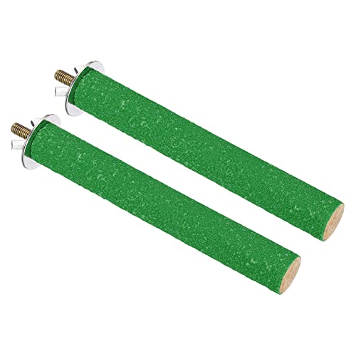 PATIKIL 0.8x5.5 2Pack Vogel Pfote Schleifstab Vogel Holz Barsch Stand Käfig Zubehör für Klein Vogel Papagei Liebesvogel Sittich Wellensittich Grün von PATIKIL