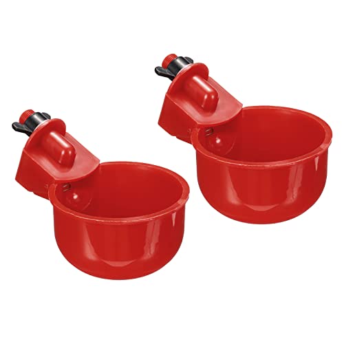 PATIKIL 100mm Huhn Tränkebecher 2Pack Automatik Schale für Klein Tier Rot von PATIKIL