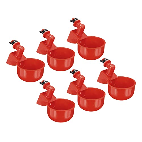 PATIKIL 105mm Huhn Tränkebecher 6Pack Automatik Schale für Klein Tier Rot von PATIKIL