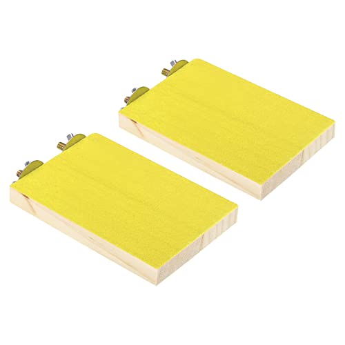 PATIKIL 2Pack Vogel Barsch Stand Holz Papagei Stand Plattform Käfig Zubehör Pfote Schleifen Sauber für Klein Vogel Liebesvogel Sittich Wellensittich Gelb von PATIKIL