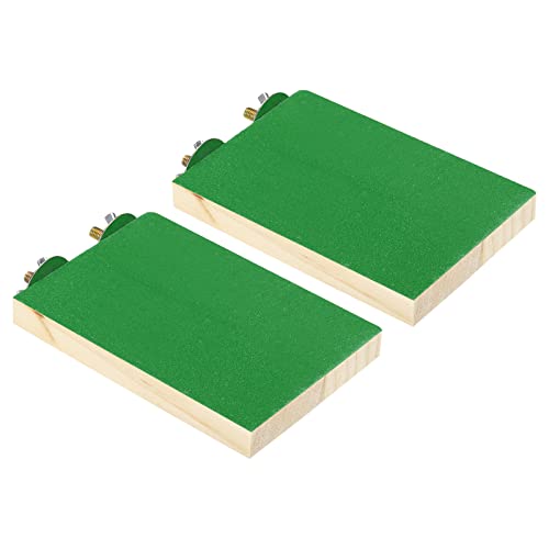 PATIKIL 2Pack Vogel Barsch Stand Holz Papagei Stand Plattform Käfig Zubehör Pfote Schleifen Sauber für Klein Vogel Liebesvogel Sittich Wellensittich Grün von PATIKIL