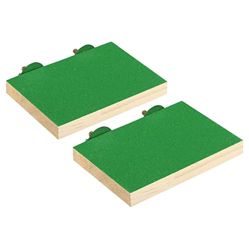 PATIKIL 2Pack Vogel Barsch Stand Plattform Holz Stand Playground Pfote Schleifen Sauber für Klein Vogel Papagei Liebesvogel Sittich Wellensittich Käfig Zubehör Grün von PATIKIL