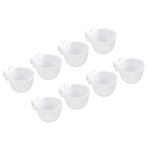 PATIKIL 8Pack Mini Vogel Futtermittel Käfig Tassen Taube Wasser Schale Rund Fütterung Sand Becher Hängend Behälter für Papagei Geflügel Weiß von PATIKIL