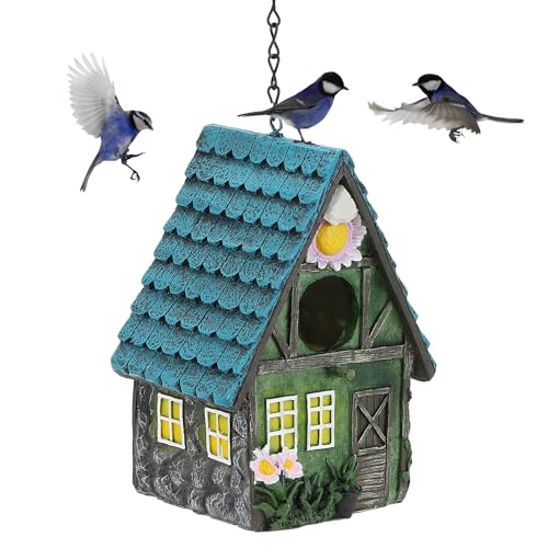 PATIKIL Vogelhäuser für den Außenbereich, Kunstharz, hängendes Vogelhaus mit Kette zum Aufhängen, handgefertigt, natürliches Kolibri-Haus für den Außenbereich, Garten, Innenhof, Terrasse, Dekoration, von PATIKIL