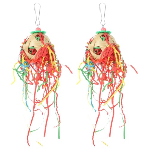 PATKAW 2 Stück Vogel-Kauball-Spielzeug – Futtersuche-Schredder-Spielzeug Papageienkäfig-Schredder-Spielzeug Futtersuche Hängendes Spielzeug Für Nymphensittiche Sittiche Turteltauben von PATKAW