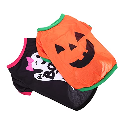 PATKAW Halloween-Haustierkostüm 2 Stücke Halloween Hundekostüm Welpen Hoodies Kürbis Hündchen Winterkleidung Sweatshirt Haustier mit Kapuze Mantel Katze Jacken M Kostüme Für Hunde von PATKAW