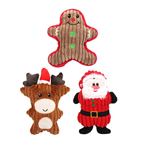 PATKAW 3Pcs Weihnachtshund- Quietsch- Spielzeug Welpenkauspielzeug Hundeplüschspielzeug Lustige Hundespielzeug Und Weihnachtsmann Squeaky Spielzeug für Kleine Hunde von PATKAW