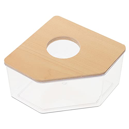 PATKAW Hamster Sand Badewanne Acryl Klar Sand Badewanne Box mit Holzdeckel Kleintier Dusche Versteck Sand Badewanne Behälter für Chinchilla Rennmäuse Kleines Tier von PATKAW