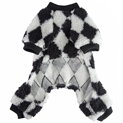 PATKAW Welpen Pullover Haustierkleidung für Hunde Schwarz Karierte Pullover Weiche Kleidung Thermische Haustierkleidung Pyjamas Pjs Mantel Overall für Welpen Hunde Schwarz Und Weiß L von PATKAW