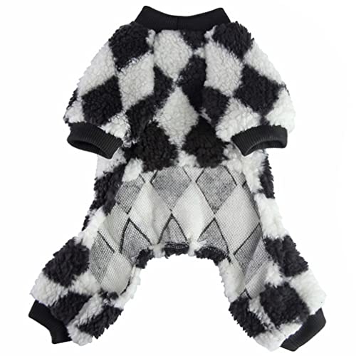 PATKAW Hundemäntel Haustierkleidung für Hunde Schwarz Karierte Pullover Weiche Kleidung Thermische Haustierkleidung Pyjamas Pjs Mantel Overall für Welpen Hunde Schwarz Und Weiß S von PATKAW