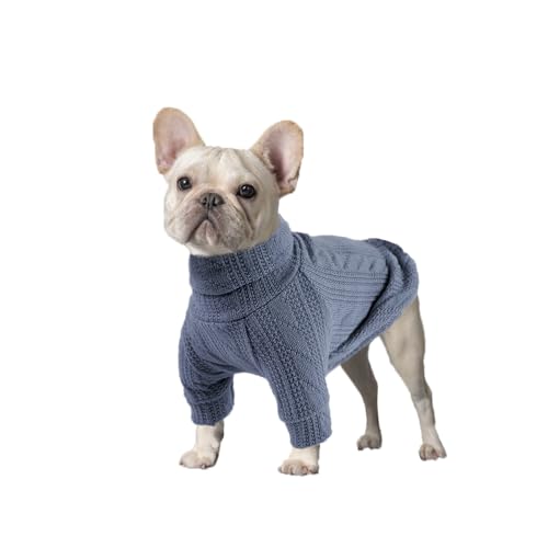 Hundepullover Stilvoller Warmer Hunde- und Katzenpullover, Weicher Rollkragen-Hundebekleidungsweste, Weiches Haustier-Winterzubehör, Geeignet für Welpen, Kleine und Mittelgroße Hunde(Blau, M) O12 von PATTEPOINT