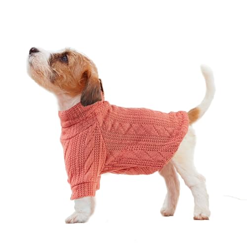 Hundepullover Stilvoller Warmer Hunde- und Katzenpullover, Weicher Rollkragen-Hundebekleidungsweste, Weiches Haustier-Winterzubehör, Geeignet für Welpen, Kleine und Mittelgroße Hunde (Rosa, M) O8 von PATTEPOINT