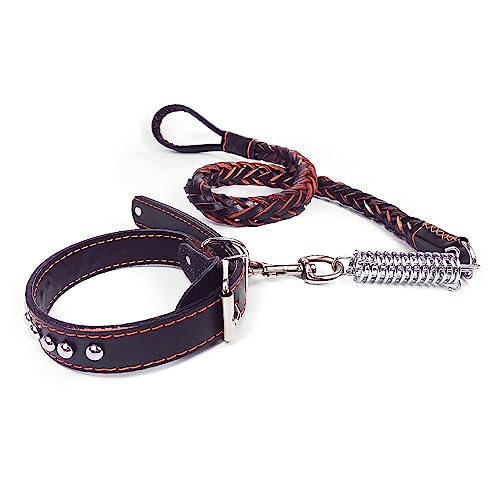 Patyelf Leder-Hundehalsband, Leder-Hundeleine und Halsband, verstellbares, weiches Leder, gepolstertes Trainingshalsband mit Leine für kleine, mittelgroße und große Hunde von PATYELF