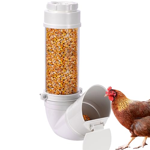 Automatischer Hühner-Futterspender ohne Abfall, 2,7 kg, PVC, Schwerkraft-Futterstation für Geflügel, Hühnerstall, Wandmontage, sichtbare Schwerkraftfütterung, Geflügel-Futterstation mit Regenschutz Automatischer Hühner-Futterspender ohne Abfall, 2,7 kg, PVC, Schwerkraft-Futterstation für Geflügel, Hühnerstall, Wandmontage, sichtbare Schwerkraftfütterung, Geflügel-Futterstation mit Regenschutz von PAULOZYN