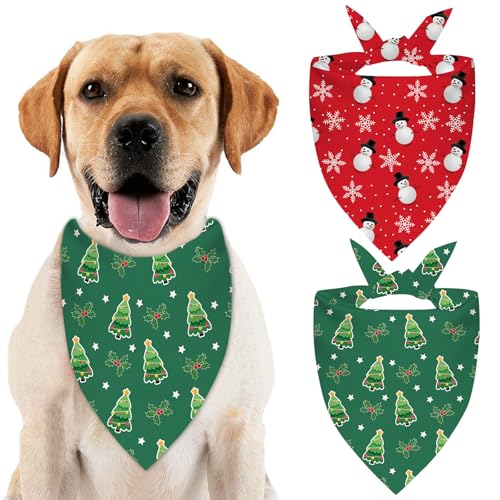 Hundehalstuch, Weihnachtsmotiv, Dreiecks-Lätzchen, Halstuch, Halstuch, Halstuch, für mittelgroße und große Hunde, Katzen, Haustiere, 2 Stück von PAUSEBOLL