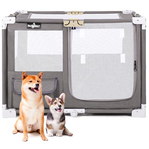 Paw Ballet Hunde Laufstall, Tragbare Faltbare Hundebox für Mittlere Hunde Katzen, Oxford Stoff Welpenlaufstall, Hund Laufstall Indoor mit Tragetasche, Katzenlaufstall für Reisen Camping Outdoor (M) von PAW BALLET