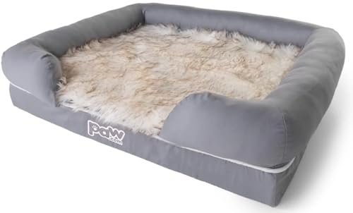 PAW BRANDS PupLounge Nackenrolle aus Memory-Schaum, Größe M/L, 91,4 x 71,1 x 22,9 cm (L x B x H) von PAW BRANDS