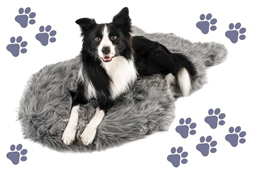 Paw.com PupRug Orthopädisches Hundebett aus Kunstfell, gekrümmt, Größe L/XL, 127 x 76 cm, Anthrazit von PAW BRANDS