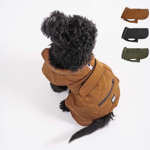 PAW WOW Fritz Hundemantel | Hundejacke mit Bauchschutz und Klettverschluss | Hundejacke Winter für kleine und mittelgroße Hunde (Braun, M) von PAW WOW