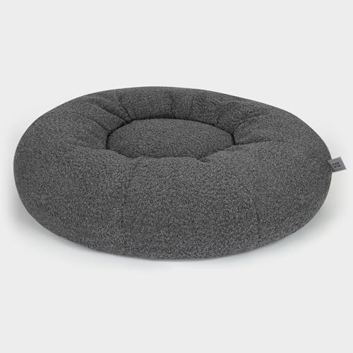 PAW WOW Leni Hundebett | Hundekörbchen rund für kleine und mittelgroße Hunde | Bouclé-Stoff (ø 80cm) (Grau) von PAW WOW