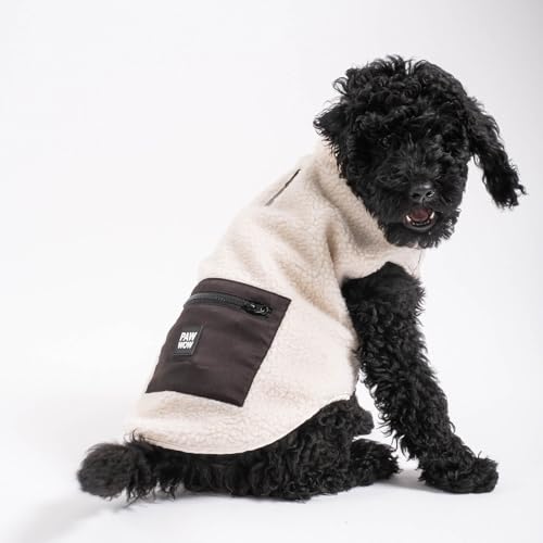 PAW WOW MIKA Hundejacke | Hundemantel Teddy-Fleece | Hunde-Weste mit Bauchschutz für kühle Temperaturen (Beige, XL) von PAW WOW