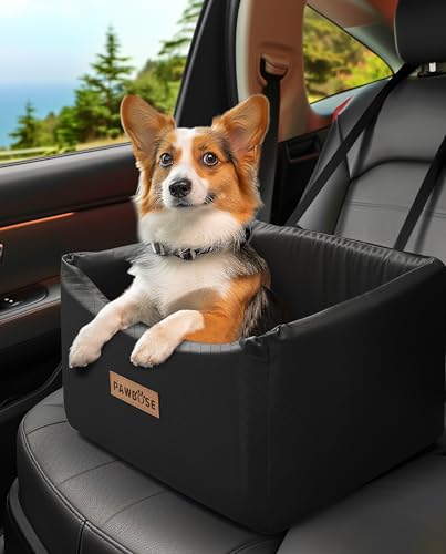 Hunde- & Autositze, Auto Hundesitz für mittlere Hunde bis zu 35lbs, Hund Booster Autositz mit Aufbewahrungstaschen und Hund Sicherheitsgurt, Haustier Auto Reisebett mit waschbaren abnehmbaren Bezug von PAWBOSE