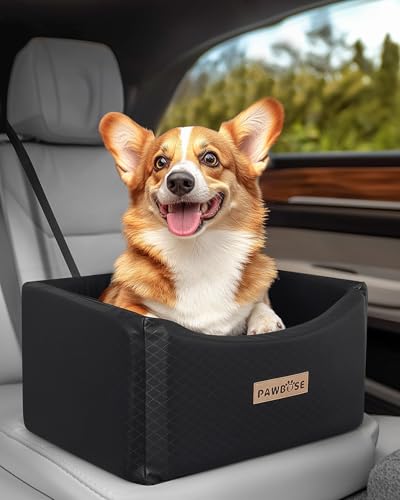 Hunde- & Autositze, Auto Hundesitz für mittlere Hunde bis zu 35lbs, Hund Booster Autositz mit Aufbewahrungstaschen und Hund Sicherheitsgurt, Haustier Auto Reisebett mit waschbaren abnehmbaren Bezug von PAWBOSE