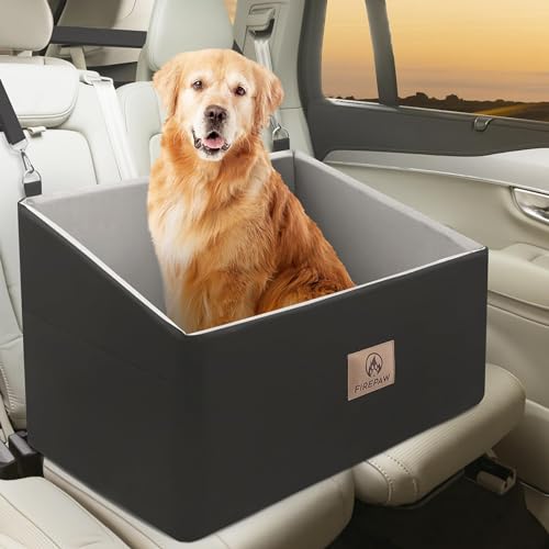 Hunde-Autositz, Haustier-Autositz für große Hunde unter 55Lbs oder 2 kleine Welpe, abnehmbares und waschbares Hundeerhöhungssitz, Schwarz Reise-Hundebett mit Aufbewahrungstaschen, Car Dog Seat von PAWBOSE