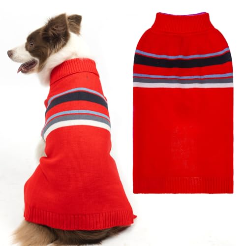 PAWCHIE Hundepullover – warmer Rollkragen, dicke Hundekleidung mit Loch für die Leine, gestricktes Hundeoutfit für kleine bis große Hunde, Welpen, Katzen von PAWCHIE