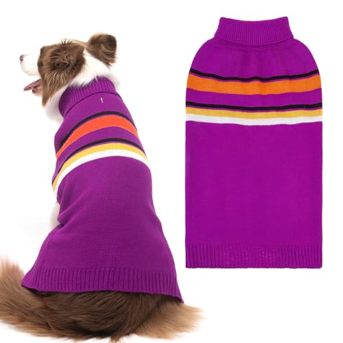 PAWCHIE Hundepullover – warmer Rollkragen, dicke Hundekleidung mit Loch für die Leine, gestricktes Hundeoutfit für kleine bis große Hunde, Welpen, Katzen von PAWCHIE