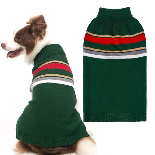 PAWCHIE Hundepullover – warmer Rollkragen, dicke Hundekleidung mit Loch für die Leine, gestricktes Hundeoutfit für kleine bis große Hunde, Welpen, Katzen von PAWCHIE