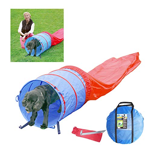 Pawise 11434 Agilitytunnel Hundetunnel Spieltunnel Sacktunnel 5 Meter, blau-rot von PAWISE