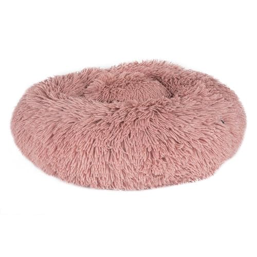 PAWPOURRI Hundebett, rund, Donut-Design, für kleine bis mittelgroße Hunde und Katzen, 100 % Polyester, Füllung aus Polyfaser, waschbar, Größe S/M, pfirsichfarben von PAWPOURRI