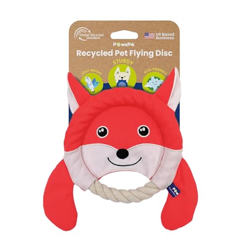 PAWSPIK Flugscheibe Tauziehspielzeug, umweltfreundliches Recyclingmaterial, Quietschspielzeug für mittelgroße und große Hunde, zum Werfen und Apportieren, 21,6 cm Durchmesser (Fierce Fox) von PAWSPIK