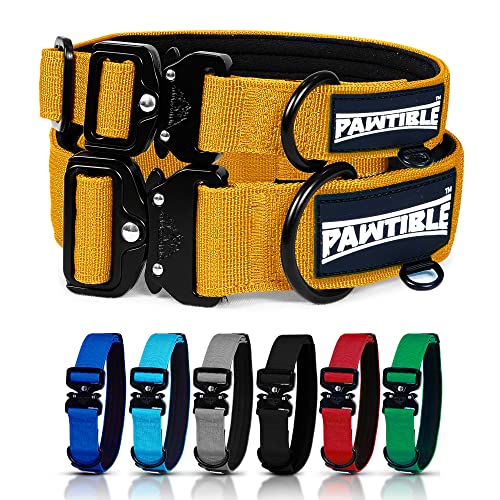 PAWTIBLE Nylon Hundehalsbänder für mittelgroße Hunde Gepolstertes Hundehalsband - Strapazierfähige Hundehalsbänder - Gelb Hundehalsband Metallschnalle - Langlebiges Hundehalsband - Mittelgroßes von PAWTIBLE