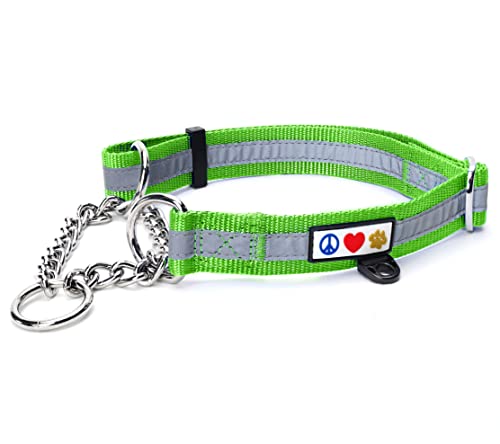 Pawtitas Martingale Ketten-Hundehalsband Welpenhalsband Reflektierendes Hundehalsband Trainingshalsband für Hunde Ketten-Erziehungshalsband für Hunde Halsband Groß Hundehalsband Grün Hundehalsband von PAWTITAS