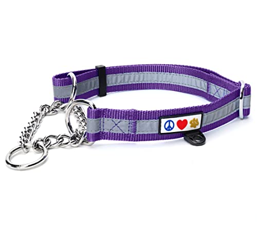 Pawtitas Martingale Ketten-Hundehalsband Welpenhalsband Reflektierendes Hundehalsband Trainingshalsband für Hunde Ketten-Erziehungshalsband für Hunde Halsband Mittel Hundehalsband Lila Hundehalsband von PAWTITAS