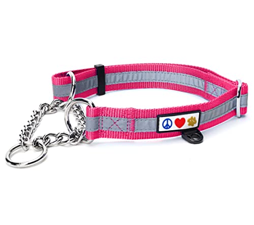 PAWTITAS Martingale Ketten-Hundehalsband Welpenhalsband Reflektierendes Hundehalsband Trainingshalsband für Hunde Ketten-Erziehungshalsband für Hunde Halsband Mittel Hundehalsband Rosa Hundehalsband von PAWTITAS