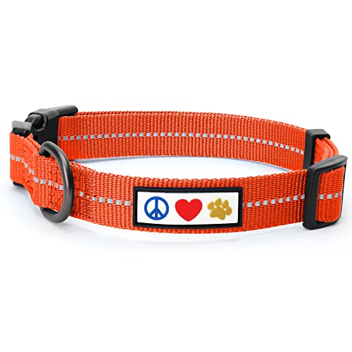 Pawtitas Recyceltes Hundehalsband mit reflektierend genähtem Welpenhalsband aus Plastikflaschen, die aus den Ozeanen gesammelt wurden Extra kleines Orange Habanero von PAWTITAS