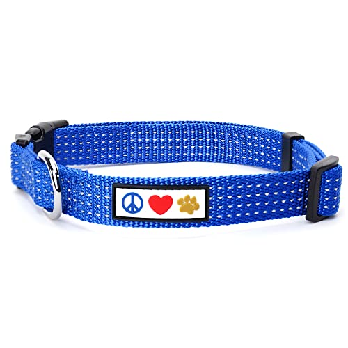 PAWTITAS Reflektierende Hundehalsband Stitching Welpen/Hundehalsband Verstellbare Nylon | Hunde Halsband Atmungsaktives | Reflektierend Halsband für Hund - Blau Hundehalsband Mittelgroß Hund von PAWTITAS