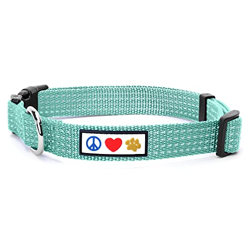 PAWTITAS Reflektierende Hundehalsband Stitching Welpen/Hundehalsband Verstellbare Nylon | Hunde Halsband Atmungsaktives | Reflektierend Halsband für Hund - Blaugrün Hundehalsband Extra Klein Hund von PAWTITAS