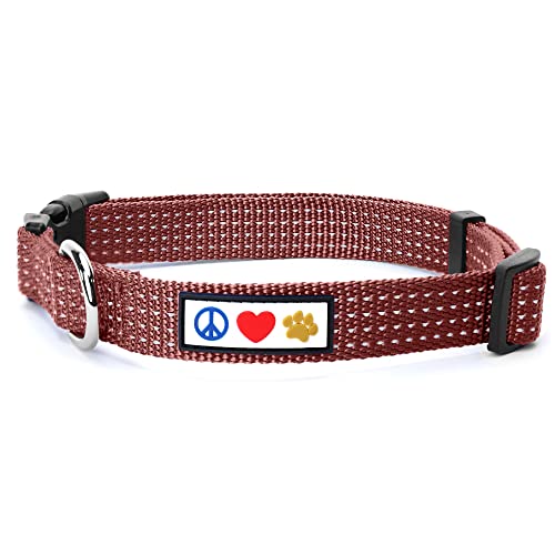 PAWTITAS Reflektierende Hundehalsband Stitching Welpen/Hundehalsband Verstellbare Nylon | Hunde Halsband Atmungsaktives | Reflektierend Halsband für Hund - Braun Hundehalsband Groß Hund von PAWTITAS