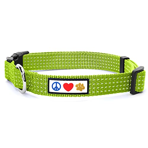 PAWTITAS Reflektierende Hundehalsband Stitching Welpen/Hundehalsband Verstellbare Nylon | Hunde Halsband Atmungsaktives | Reflektierend Halsband für Hund - Grün Hundehalsband Klein Hund von PAWTITAS