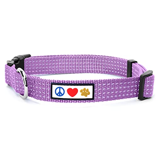 PAWTITAS Reflektierende Hundehalsband Stitching Welpen/Hundehalsband Verstellbare Nylon | Hunde Halsband Atmungsaktives | Reflektierend Halsband für Hund - Lila Hundehalsband Klein Hund von PAWTITAS