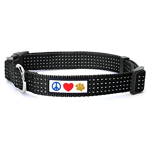 PAWTITAS Reflektierende Hundehalsband Stitching Welpen/Hundehalsband Verstellbare Nylon | Hunde Halsband Atmungsaktives | Reflektierend Halsband für Hund - Schwarz Hundehalsband Klein Hund von PAWTITAS