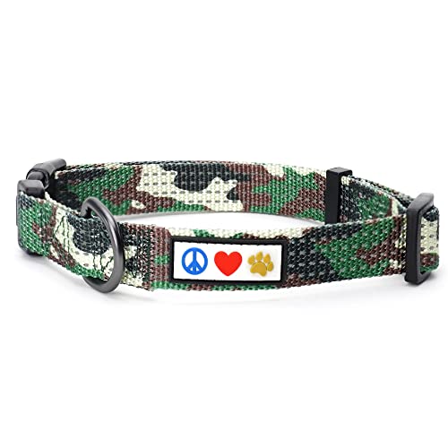 PAWTITAS Reflektierende Hundehalsband Stitching Welpen/Hundehalsband Verstellbare Nylon | Hunde Halsband Atmungsaktives | Reflektierend Halsband für Hund - Tarnung Grün Hundehalsband Mittelgroß Hund von PAWTITAS