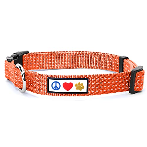 PAWTITAS Reflektierende Hundehalsband Stitching Welpen/Hundehalsband Verstellbare Nylon | Hunde Halsband Atmungsaktives | Reflektierend Halsband für Hund - Orange Hundehalsband Groß Hund von PAWTITAS