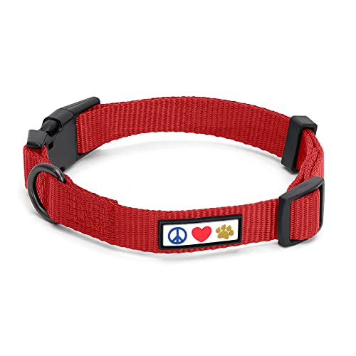 Pawtitas stabiles Welpen-Halsband Haustier-Halsband einfaches Hunde-Halsband Mittel Hunde-Halsband Rot Hunde-Halsband von PAWTITAS