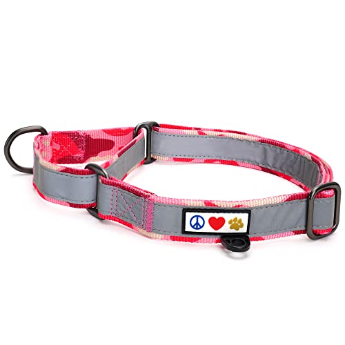 PAWTITAS Martingale Hundehalsband Welpenhalsband Reflektierendes Hundehalsband Trainingshalsband für Hunde Erziehungshalsband für Hunde Groß Hundehalsband Camouflage Rosa Hundehalsband von PAWTITAS