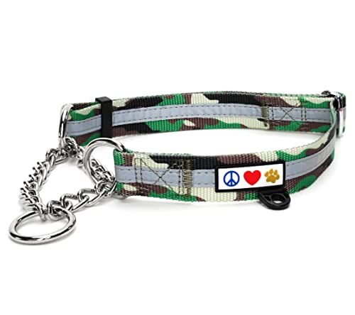 Pawtitas Martingale Ketten-Hundehalsband Reflektierendes Hundehalsband Trainingshalsband für Hunde Ketten-Erziehungshalsband für Hunde Halsband Groß Hundehalsband Camouflage Grüne Hundehalsband von PAWTITAS